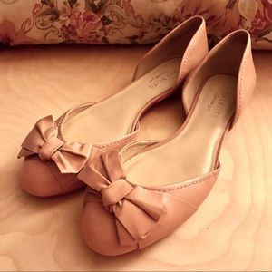 Talbots || Leather Open-Sided Bow Flats